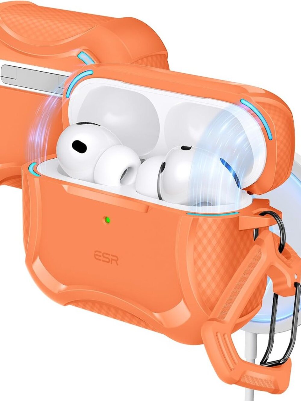 for AirPods Pro 3 Case 2025, Magnetic Lid, Cyber Tough Series, Orange